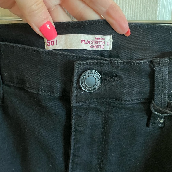 Black Distressed High Rise Shorts - Picture 4 of 5